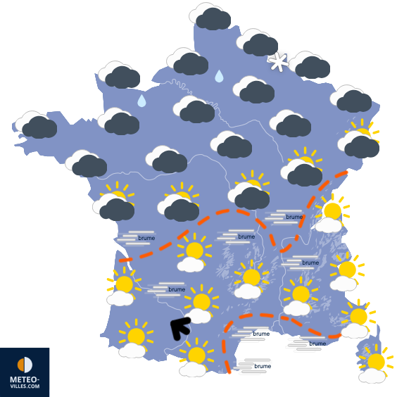 Carte de prévisions du temps du Lundi 29 décembre 2025