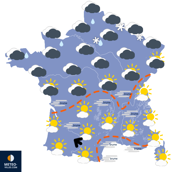 Carte de prévisions du temps du Mercredi 31 décembre 2025