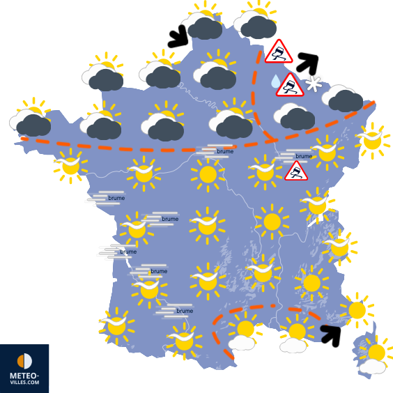 Carte de prévisions du temps du Mercredi 31 décembre 2025