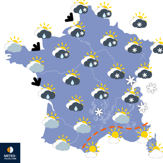 Carte de prévisions du temps du Dimanche 28 décembre 2025