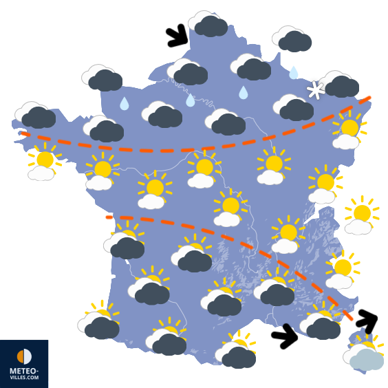 Carte de prévisions du temps du Lundi 29 décembre 2025