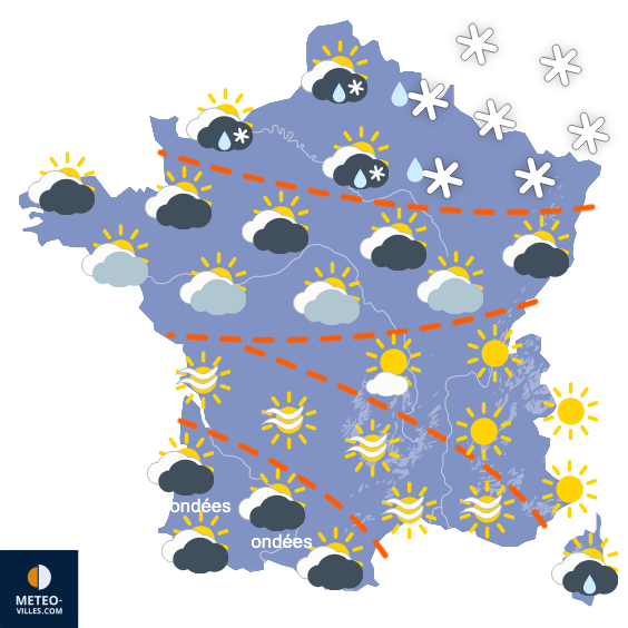 Carte de prévisions du temps du Mercredi 31 décembre 2025