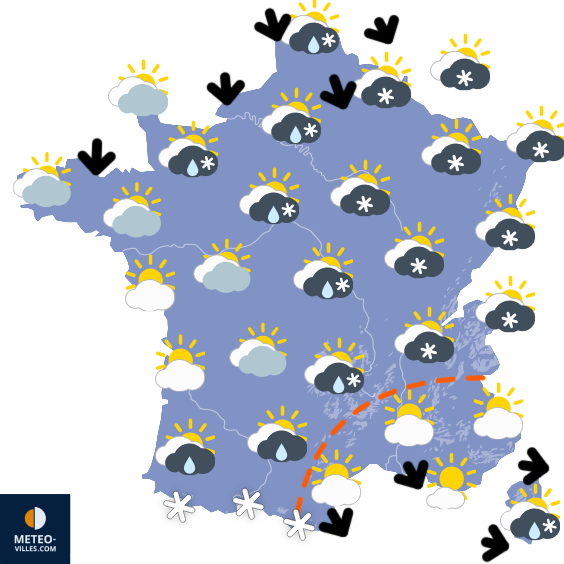 Carte de prévisions du temps du Samedi 3 janvier 2026