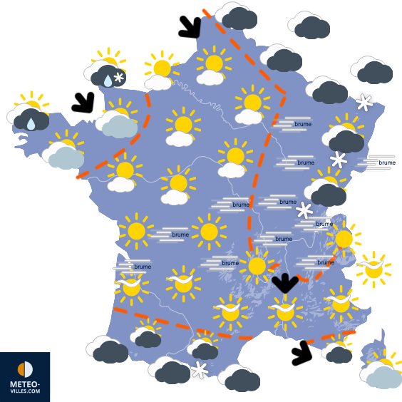 Carte de prévisions du temps du Samedi 3 janvier 2026