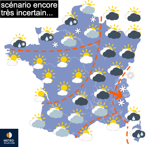 Carte de prévisions du temps du Lundi 29 décembre 2025