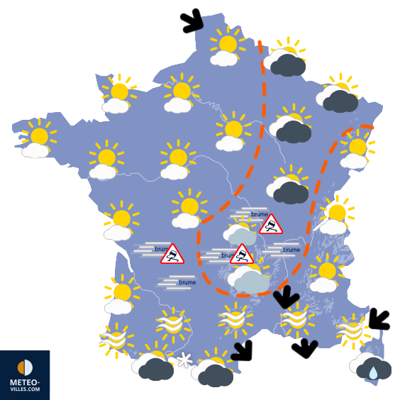 Carte de prévisions du temps du Samedi 3 janvier 2026