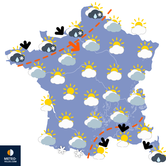 Carte de prévisions du temps du Mercredi 31 décembre 2025