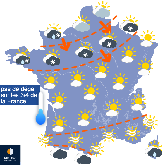 Carte de prévisions du temps du Vendredi 2 janvier 2026