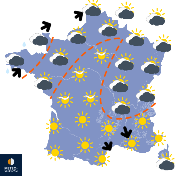Carte de prévisions du temps du Mercredi 31 décembre 2025