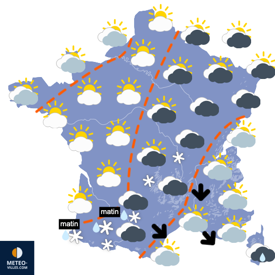 Carte de prévisions du temps du Samedi 3 janvier 2026
