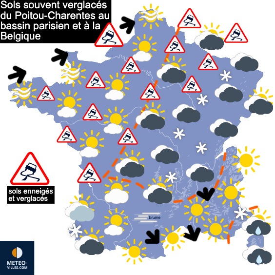 Carte de prévisions du temps du Mardi 6 janvier 2026