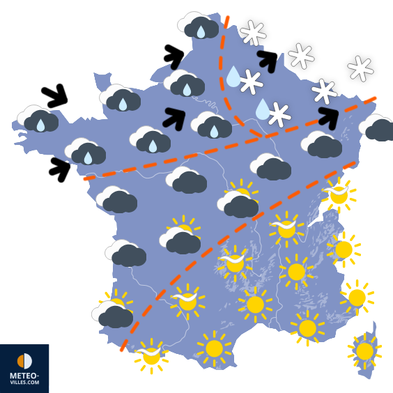 Carte de prévisions du temps du Mercredi 31 décembre 2025
