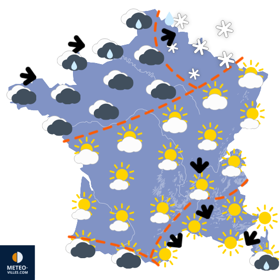 Carte de prévisions du temps du Vendredi 2 janvier 2026