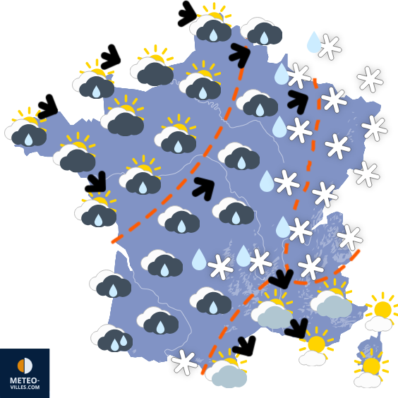 Carte de prévisions du temps du Vendredi 2 janvier 2026