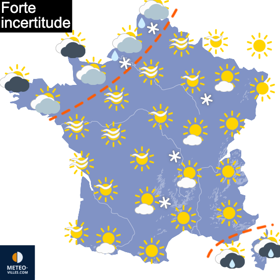 Carte de prévisions du temps du Samedi 3 janvier 2026