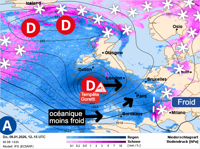 Carte de prévisions d'europe du Jeudi 8 janvier 2026