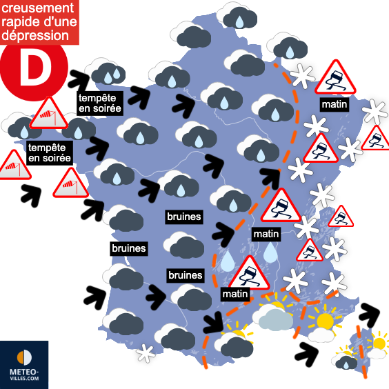 Carte de prévisions du temps du Mercredi 7 janvier 2026