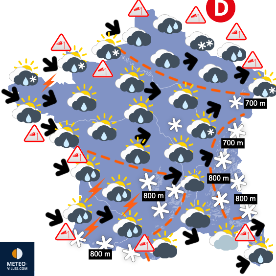 Carte de prévisions du temps du Jeudi 8 janvier 2026