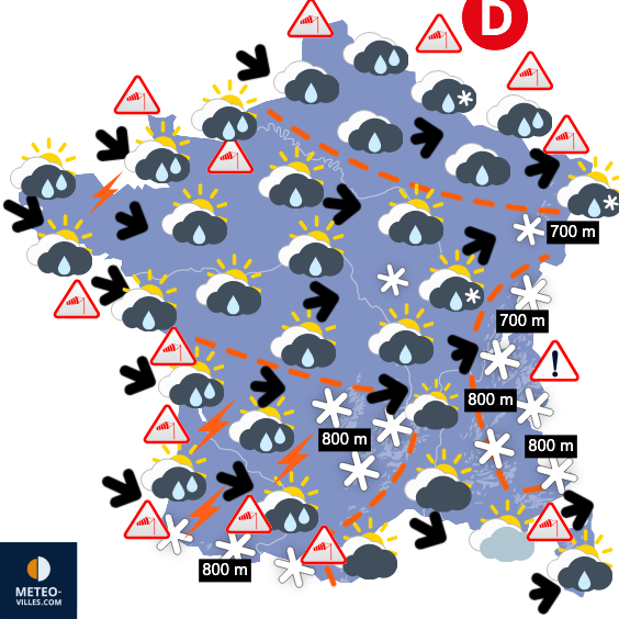 Carte de prévisions du temps du Friday, January 9, 2026