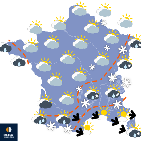 Carte de prévisions du temps du Samedi 10 janvier 2026