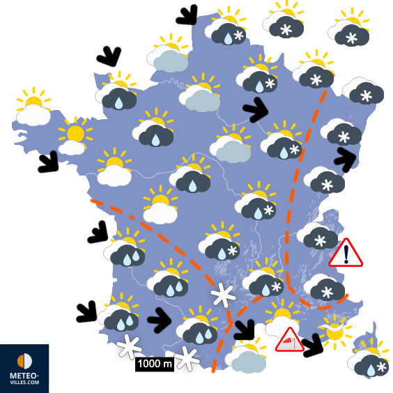 Carte de prévisions du temps du Jeudi 8 janvier 2026