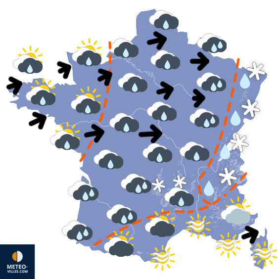 Carte de prévisions du temps du Dimanche 11 janvier 2026