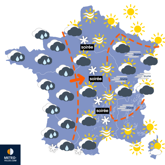 Carte de prévisions du temps du Mardi 6 janvier 2026