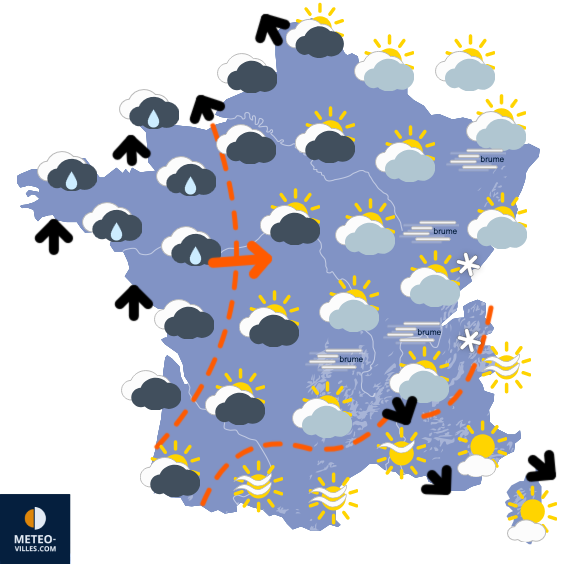 Carte de prévisions du temps du Friday, January 9, 2026