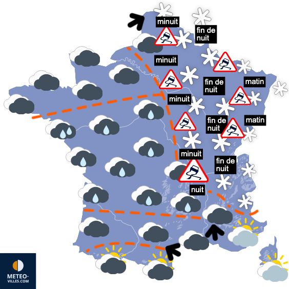 Carte de prévisions du temps du Mercredi 7 janvier 2026