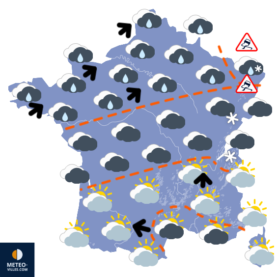 Carte de prévisions du temps du Jeudi 8 janvier 2026