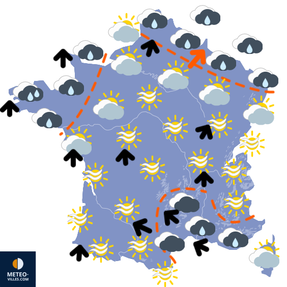 Carte de prévisions du temps du Dimanche 11 janvier 2026