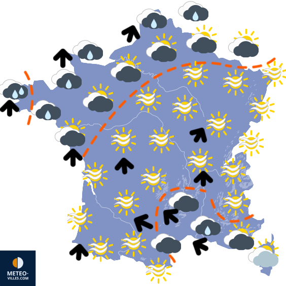 Carte de prévisions du temps du Lundi 12 janvier 2026