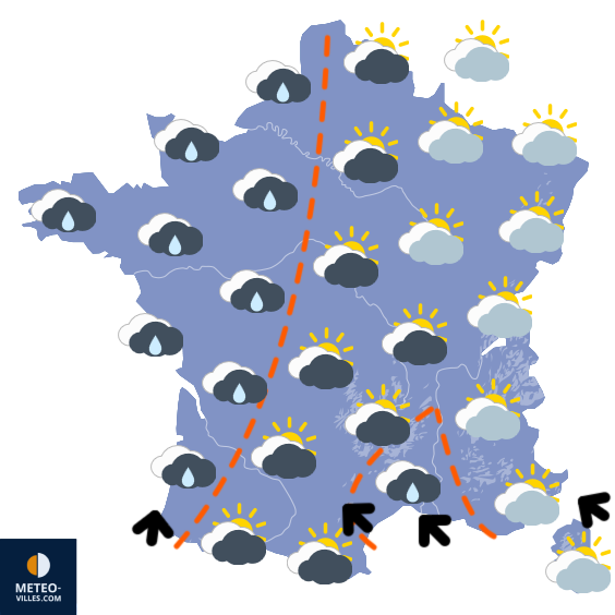 Carte de prévisions du temps du Mercredi 7 janvier 2026