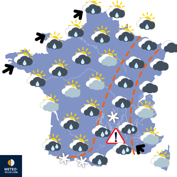 Carte de prévisions du temps du Friday, January 9, 2026