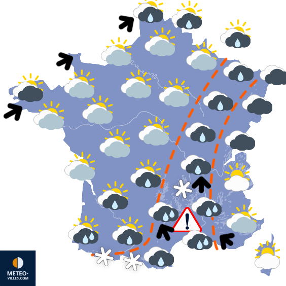 Carte de prévisions du temps du Dimanche 11 janvier 2026