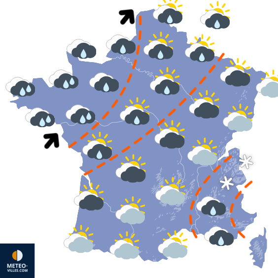 Carte de prévisions du temps du Friday, January 9, 2026