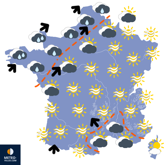 Carte de prévisions du temps du Dimanche 11 janvier 2026