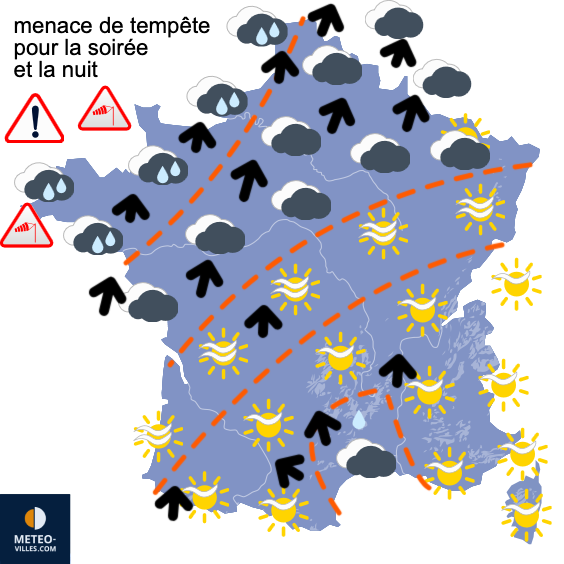 Carte de prévisions du temps du Mardi 13 janvier 2026