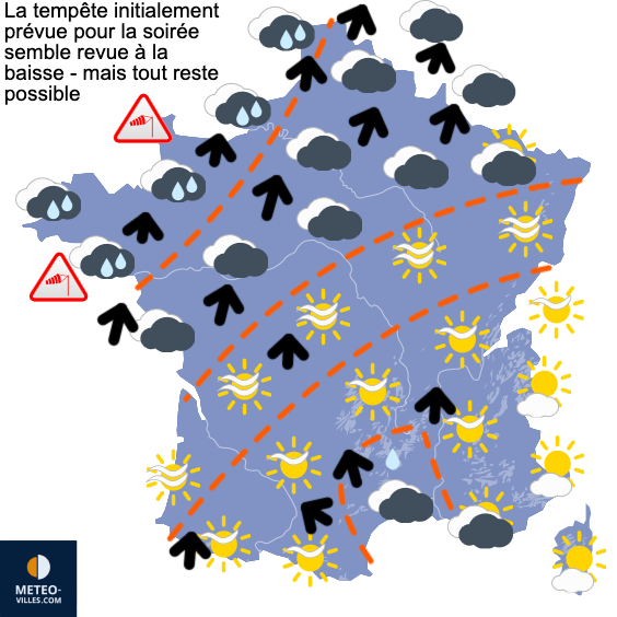 Carte de prévisions du temps du Mercredi 14 janvier 2026