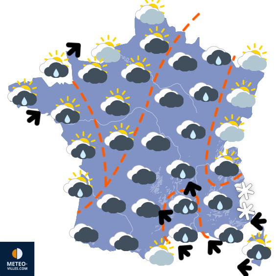 Carte de prévisions du temps du Jeudi 15 janvier 2026