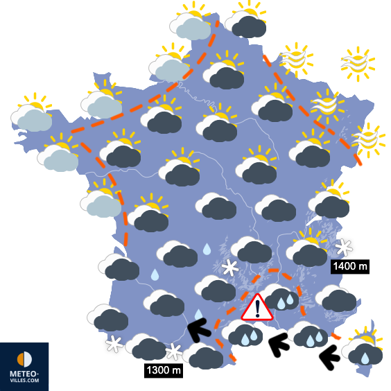 Carte de prévisions du temps du Samedi 17 janvier 2026