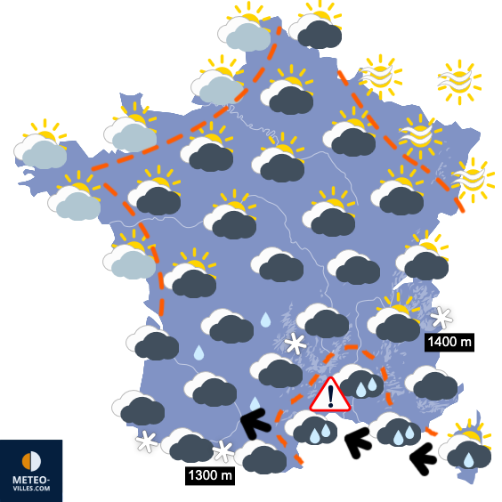 Carte de prévisions du temps du Samedi 17 janvier 2026
