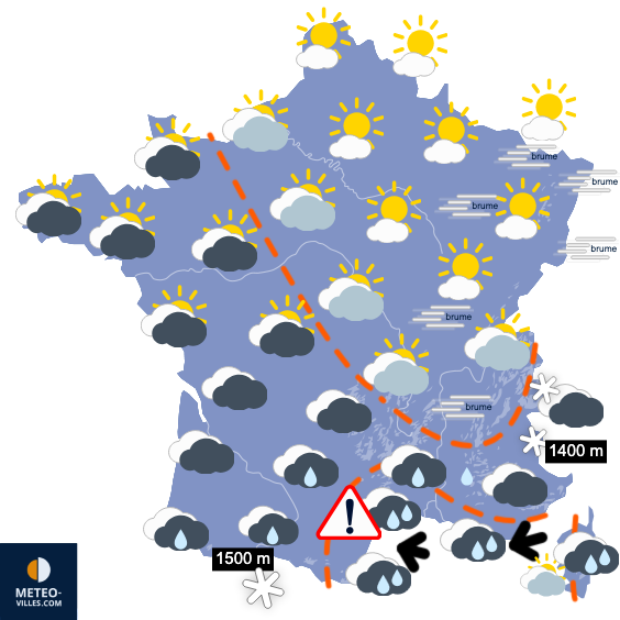 Carte de prévisions du temps du Samedi 17 janvier 2026