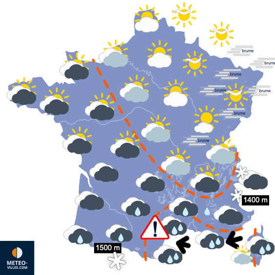 Carte de prévisions du temps du Dimanche 18 janvier 2026