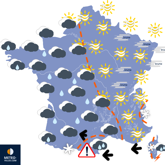 Carte de prévisions du temps du Dimanche 18 janvier 2026