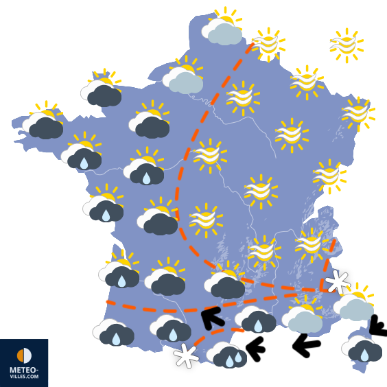 Carte de prévisions du temps du Jeudi 15 janvier 2026