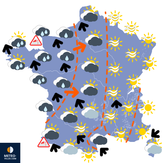Carte de prévisions du temps du Lundi 19 janvier 2026