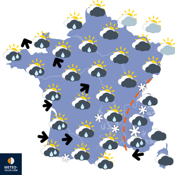Carte de prévisions du temps du Dimanche 18 janvier 2026