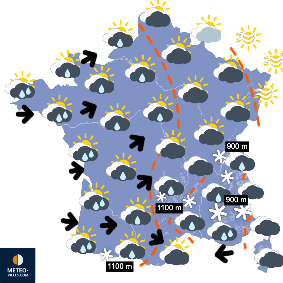 Carte de prévisions du temps du Mercredi 21 janvier 2026