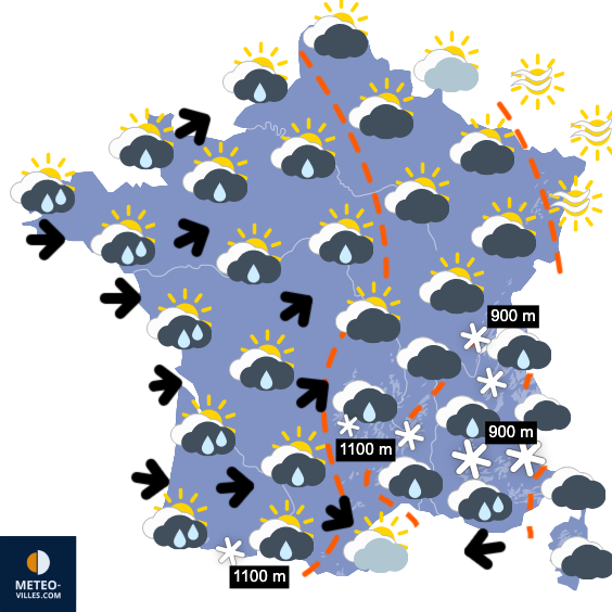 Carte de prévisions du temps du Jeudi 22 janvier 2026